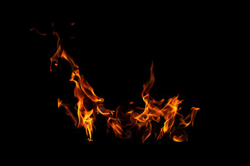 Fire flames on black background