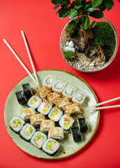 sushi set in the restaurant