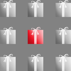 
red gift package surrounded by other color