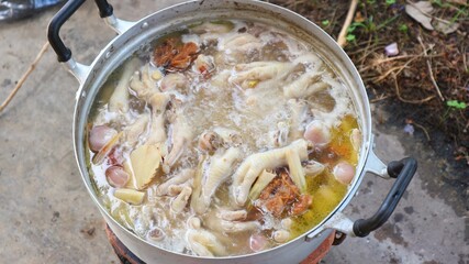cooking pot with pasta