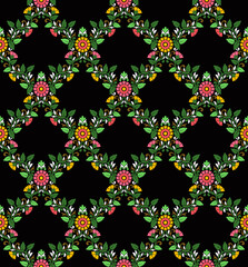 black background with colorful seamless pattern
