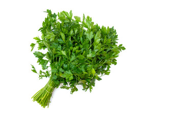 Bunch of green parsley isolated on white background.