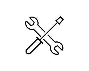 Wrench and screwdriver line icon. Settings sign. Tool. Vector on isolated white background. EPS 10.