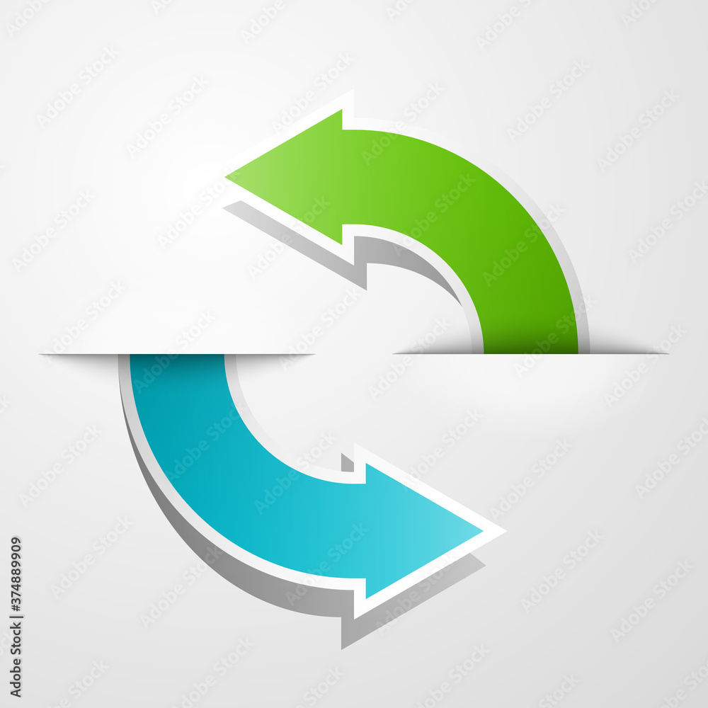 Poster round Arrow banners set. Direct circle shape. 3d Abstract Background. Business infographic presentation diagram. Section compare service. Up and down trend. Paper index. Exact pointer