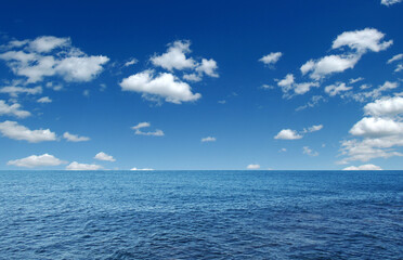 Blue sea with waves and sky