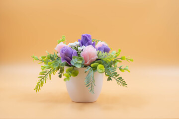 beautiful bouquet of flowers. flowers in a pot. artificial bouquet