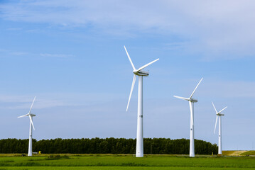 Windturbines near Harlingen in the dutch landscape