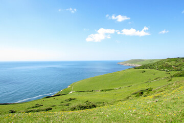 sea, sky and landscape. Swanage coastline