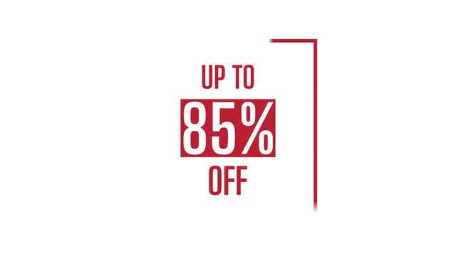 Big sale up to 85% off motion graphic 4k video animation. Royalty free stock footage. Seamless deal offer promo banner.