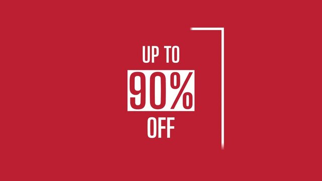 Big sale up to 90% off motion graphic 4k video animation. Royalty free stock footage. Seamless deal offer promo banner.