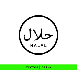 Halal icon vector logo design template flat style
