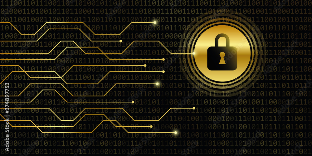Aufkleber lock symbol on binary code background digital data vector illustration EPS10