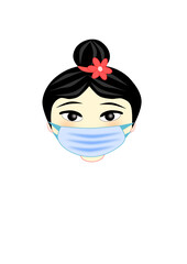 Bambina giapponese con mascherina