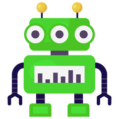 
An icon of audio robot, flat icon of converts text into a robot voice 
