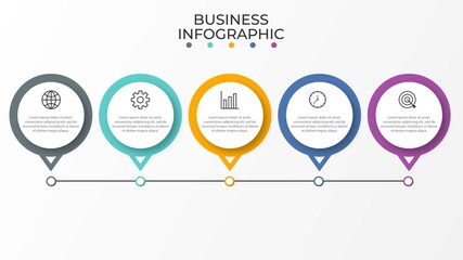 Presentation business infographic template with 5 options. Vector illustration.