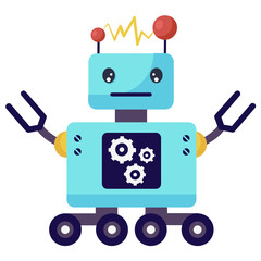 
Robotic turing concept, machine intelligence in trendy flat style 
