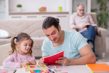 Fototapeta premium Three generations of family in early development concept