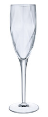 Empty champagne glass isolated on white background
