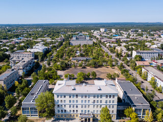 Aerial view of urban area in Ukraine