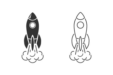 Monochrome vector illustration of rocket line icon isolated white background © arabel0305