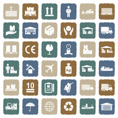 Cargo Icons. Grunge Color Flat Design. Vector Illustration.