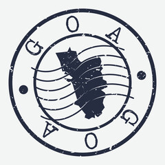 Goa India Stamp Postal. Map Silhouette Seal. Passport Round Design. Vector Icon. Design Retro Travel. - obrazy, fototapety, plakaty