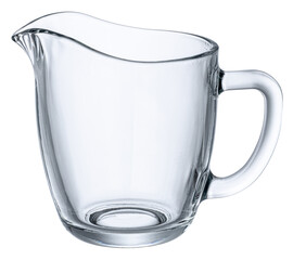 Glass empty gravy boat isolated on white