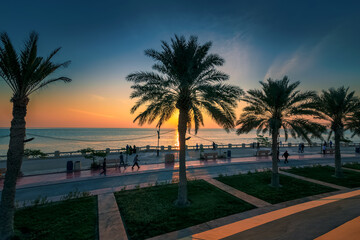 Obraz premium Beautiful sunrise view in Al-Khobar Corniche -Saudi Arabia.