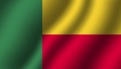 benin national wavy flag vector illustration