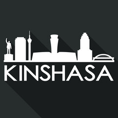 Kinshasa Flat Icon Skyline Silhouette Design City Vector Art Famous Buildings.