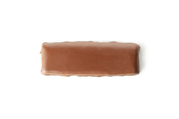 Granola bar with chocolate isolated on white background