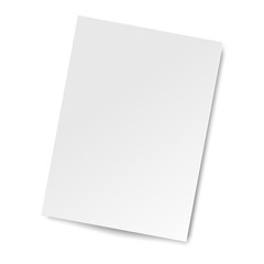 Vector White sheet of paper. Realistic empty paper note template of A4 format with soft shadows isolated on white background. - 374912561