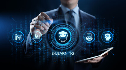 E-learning Online Education Business Internet concept on screen.