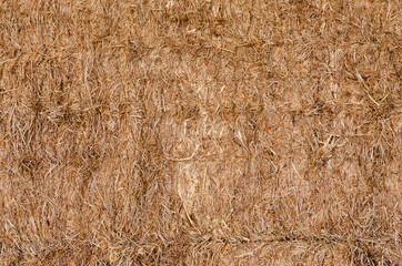 Dry hay stacks background. Yellow hay stack