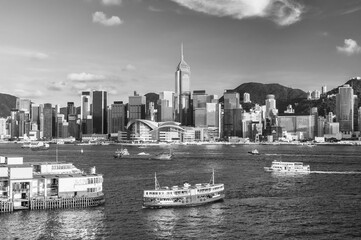 Fototapeta premium Scenery of Victoria harbor in Hong Kong city