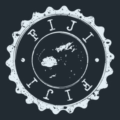 Fiji Seal. Silhouette Postal Passport Stamp. Round Vector Icon Postmark.