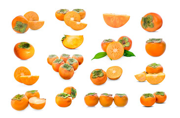 ripe persimmons isolated on white background