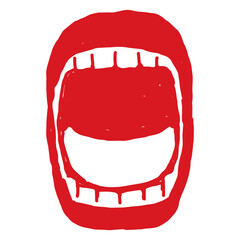 wide open  shouting , hand drawn  mouth.