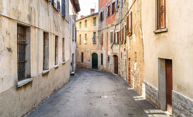 Fototapeta na wymiar The narrow streets in ancient village Castello Cabiaglio in the province of Varese, Lombardy, Italy.