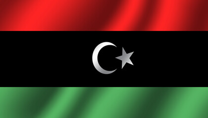 libya national wavy flag vector illustration