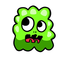 Adorable Stylized Funny Green Slime Monster