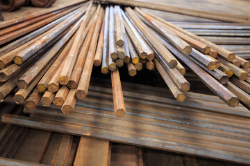 Steel bars that have been placed to rust