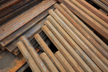 Steel bars that have been placed to rust