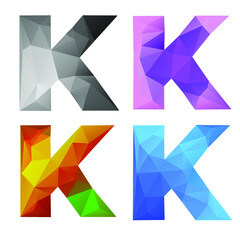 Alphabet letter K in gradient polygonal style