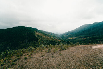 Panoramic image of Binh Lieu mountains area in Quang Ninh province in northeastern Vietnam. This is the border region of Vietnam - China.