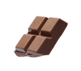 Piece of delicious milk chocolate isolated on white