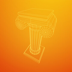 Greek ionic column. Ancient pillars.