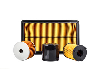 Auto parts accessories :  Oil , fuel or air filter for engine car  isolated on white background.
