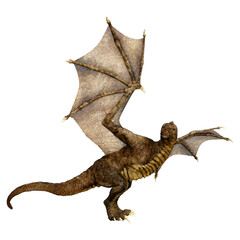 3D Rendering Fairy Tale Dragon on White