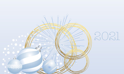 2021- carte de vœux raffiné aux couleurs hivernal pastels, bleu et or.